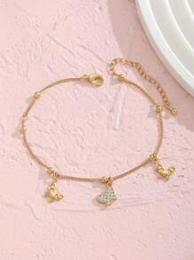 1件优雅立方氧化锆蝴蝶吊坠脚链，适合女孩甜美旅行、海滩派对、儿童生日礼物 - 均碼 - 查看 2