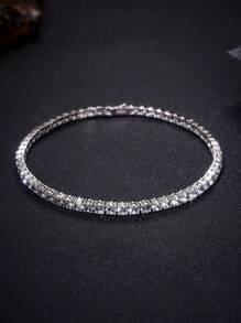 1pc 3mm Top Quality Hip Hop Four Claw Round Cut Zirconia Tennis Chain Bracelet In White Gold S925 Sterling Silver Shining Light Luxury And High-End Exquisite Bracelet Fine Jewelry Gifts For Girls - Silver - View 5