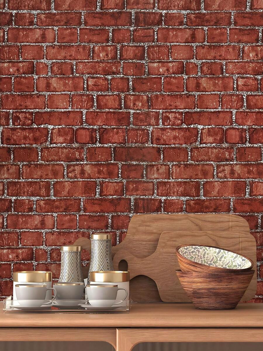 1 Roll Removable Wallpaper, 3D SelfAdhesive Faux Brick, Peel And Stick