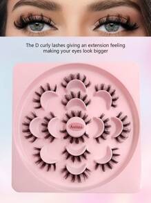 Asiteo Asiteo 7 Pairs D Curl Volume Faux Mink Eyelashes Natural Dramatic Soft Lash Cross Wispy Reusable Fluffy Strip Lashes Strip Lashes, Lashes, Eyelashes, Fake Lashes