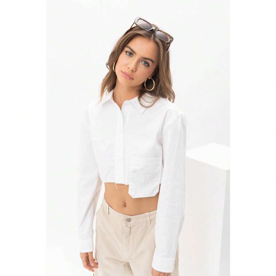 Cazzy Crop Shirt - White - View 1