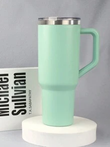 1 件 40 盎司不锈钢随行杯带手柄吸管大容量便携式车载杯咖啡杯水杯适合户外旅行办公室返校
