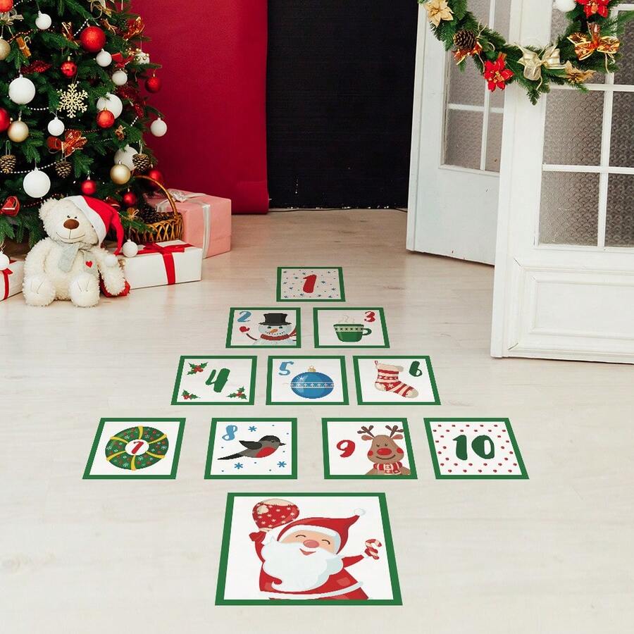 批发圣诞老人、雪人和动物跳楼装饰墙贴适用于卧室和客厅 - 彩色 - 查看 1