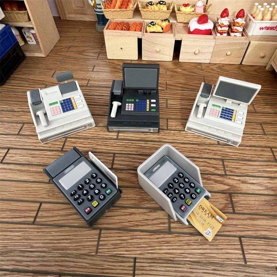 1pc Miniature Simulation ATM Cash Register POS Machine Model - Black cash register - View 1