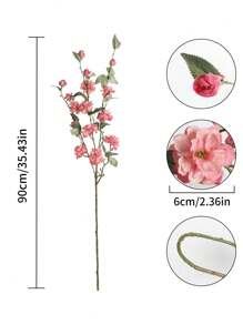 6 piezas Ramas de flores falsas de seda en flor, 90cm Flor de camelia artificial con tallos largos para decoración del hogar y arreglos de bodas, centros de mesa de fiestas y decoraciones - Rosa - Ver 3