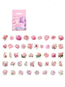 1 scatola 45 pezzi Adesivi decorativi romantici rosa per piante e fiori per scrapbooking