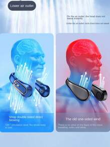 Quạt không cánh không chổi than cầm tay dài tuổi thọ mới Quạt không cánh cầm tay không chổi than, đeo ngoài trời, sạc USB - Nhiều màu - Xem 3