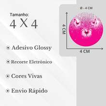 50 Adesivo Etiqueta Borboleta Rdondo 4cm Festa Aniversário - Pink - View 2
