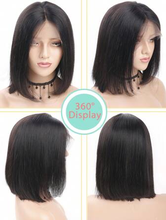 Perucă Bob păr uman 13x4 Peruci cu dantelă frontală Păr uman presmuls 150 de densitate Peruci Bob scurte Perucă frontală cu dantelă Peruci fără adeziv Păr uman virgin brazilian pentru femei cu păr de bebeluș negru natural