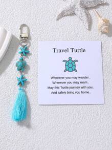 1pc Minimalist Colorful Sea Turtle, Starfish Shaped Tassel Keychain, Comes With Card, Suitable As For Best Friends, Couples, Bag Pendant Car Accessories Bag Charm School Cute Goth Y2k Christmas Gift Ideas Bag Lanyards With Id Holder Car Accessories Bag Charms - Multicolor - View 11
