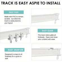 Bendable Curtain Track 3 Meters Flexible Ceiling Curtain Track Glider Rail White Ceiling Curved Curtain Rail For Bay Windows RV Room Divider Straight Curtain Rail - White - View 5