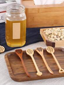 1pc Long Handle Wooden Coffee Stirring Spoon, Honey Wood Mixing Stick Creative Stirrer Multipurpose Wooden Spoon - Multicolor - View 4