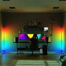 RGB Corner Floor Lamp, Color Changing Corner Light Modern Floor Lamp, 16M Dimmable Vertical Corner Lighting, Remote/APP Control For Living Room, Bedroom, Game Room - Multicolor - View 5