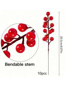 50/30/5/10 件圣诞红色浆果茎人造圣诞饰品，适用于圣诞树装饰品、DIY 圣诞花环、工艺品、节日和家居装饰