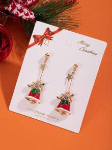 1 Pair Girls Christmas Earrings Snowman Pendant Earrings Christmas Tree Bell Reindeer Snowflake Earrings Jewelry Christmas Gift - one-size - View 21