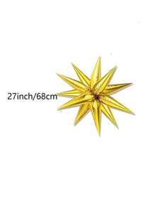 1/3/6 piezas Globos de estrellas explosivas con efecto de gotas de agua conectadas, decoración para fiestas y bodas, globos hexagonales de estrella, Navidad - Dorado - Ver 3