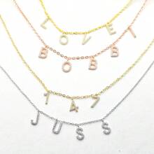 Stainless Steel 5mm  Chain Initial Letters DIY Pendant Necklace Jewelry Gift