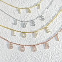 Stainless Steel 5mm  Chain Initial Letters DIY Pendant Necklace Jewelry Gift