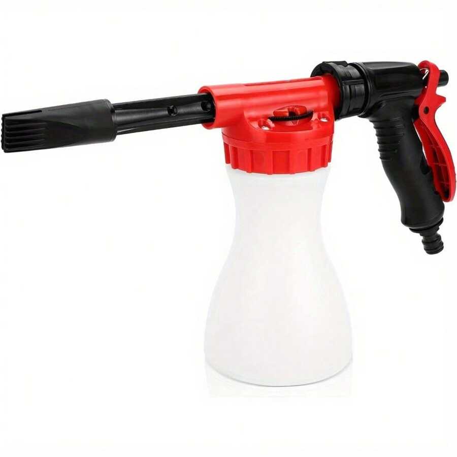 Wash Foam Cannon 900ml Car Foam Sprayer Snow Foam Gun Bottle Snow Foam Sprayer Adjustable Car Cleaning Spray Tool Hose Pipe Sprayer For Car Home Garden Wash (Red) - Variant1 - View 1