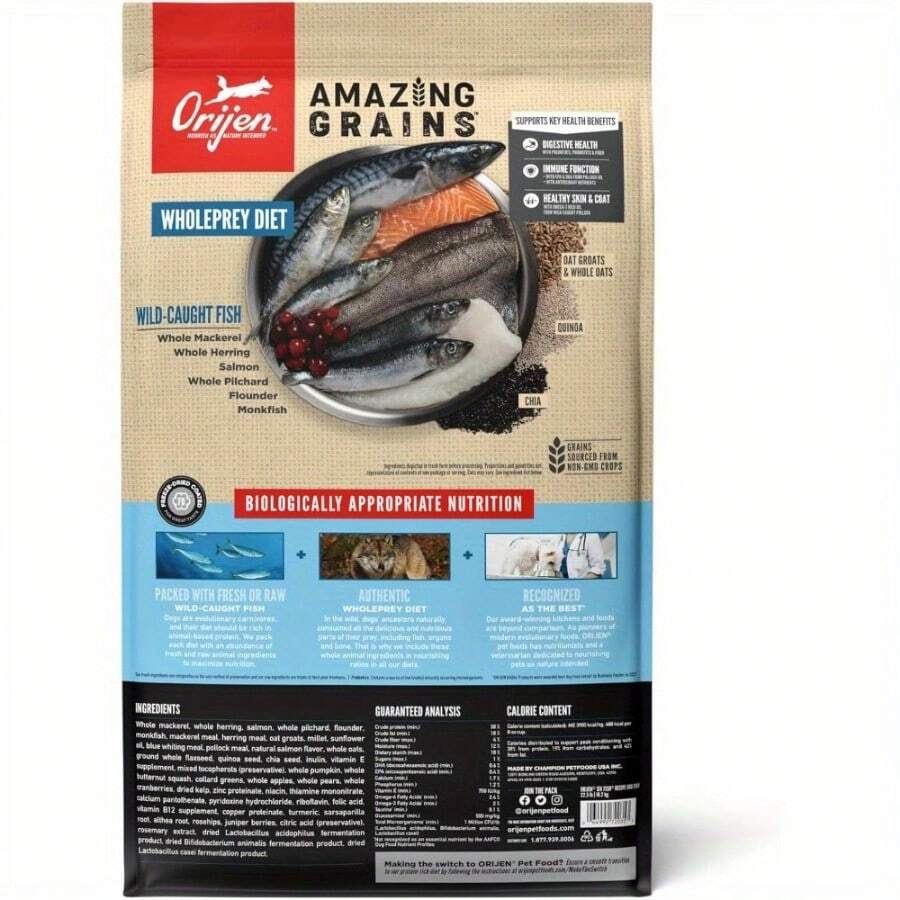 Orijen ORIJEN AMAZING GRAINS Six Fish Recipe Dry Dog Food, High Protein