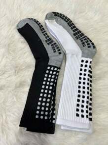 1 Pair Anti-Slip Soccer Socks Unisex Sports Gym Adult Sport - 黑色 - 查看 1