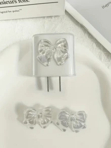 5 件/套 珍珠白蝴蝶结数据线保护器适用于 iPhone14 ProMax，充电器保护器适用于 iPhone13/12/11，18/20W 快速充电器头绕线保护器，送给男朋友/女朋友的礼物 - 彩色 - 查看 3