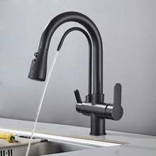 Modern Kitchen Tap, Kitchen Tap With Purified Water, Pull-Out Kitchen Tap - Black - View 1