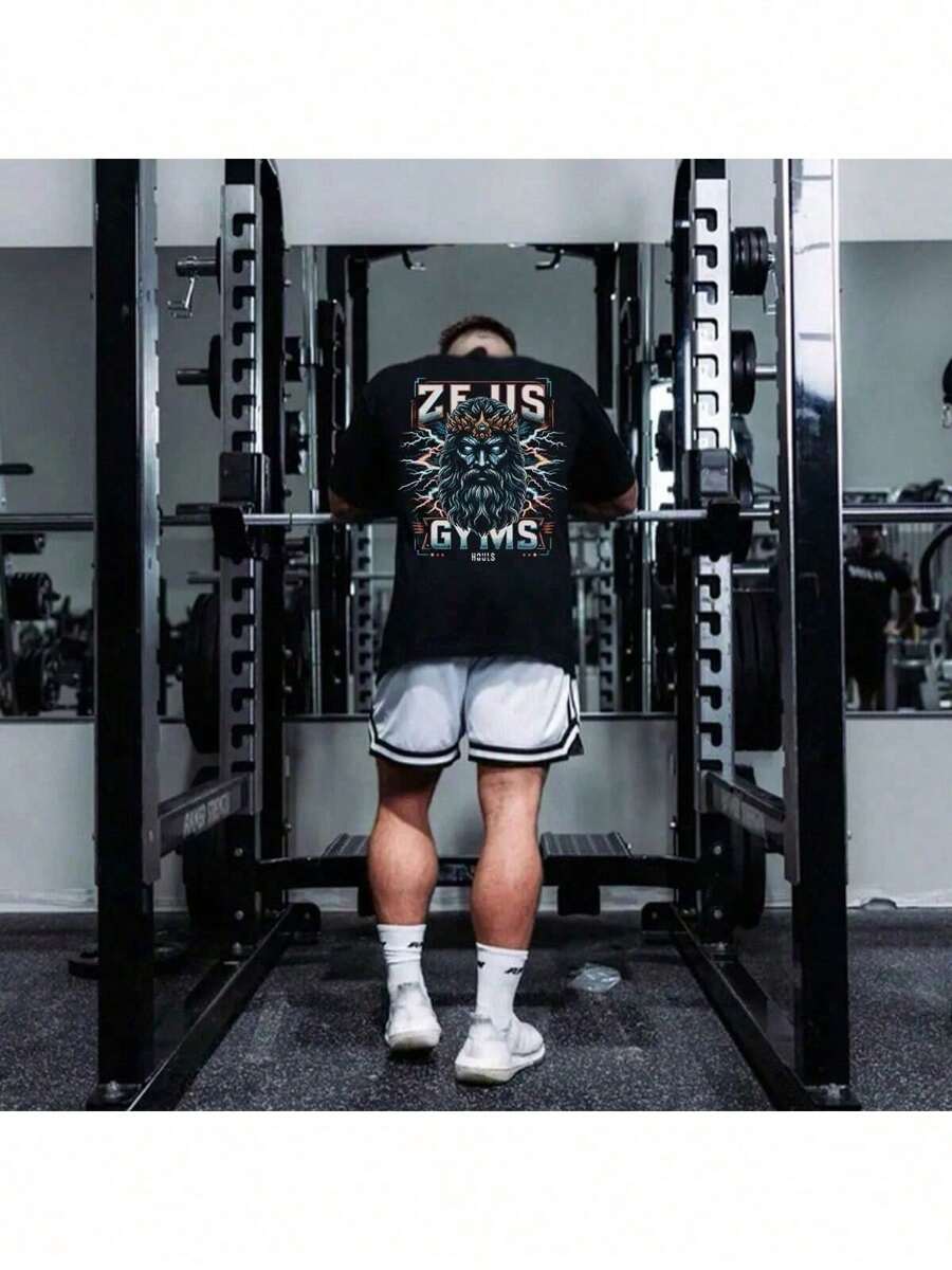 Zeus Printed Gym Top Oversized Shirt Large - màu đen - Xem 1