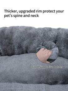 1PC Dark Grey Calming Dog Beds For Pets Anti-Anxiety Pets Cuddler Bed Round Donut Cat And Dog Cushion Bed, Pet Bed For Cats Or Dogs, Anti-Slip Bottom, Super Soft Durable Fluffy Coral Fleece Pet Beds, Washable Luxury Cat & Dog Bed For For Small Medium Breeds - Dark Grey - View 3