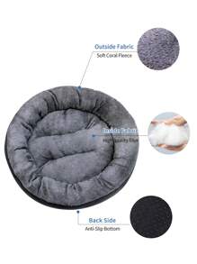 1PC Dark Grey Calming Dog Beds For Pets Anti-Anxiety Pets Cuddler Bed Round Donut Cat And Dog Cushion Bed, Pet Bed For Cats Or Dogs, Anti-Slip Bottom, Super Soft Durable Fluffy Coral Fleece Pet Beds, Washable Luxury Cat & Dog Bed For For Small Medium Breeds - Dark Grey - View 4