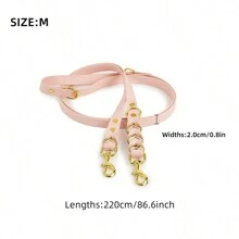 1 件手工编织双色 PVC 材料牵引绳，二合一设计，免提跑步狗绳，复古奢华风格狗绳 - 彩色 - 查看 11