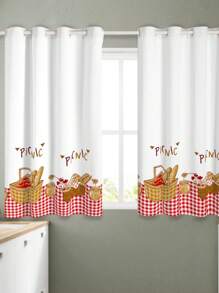 Printed Kitchen And Window Curtain 2.00 X 1.50 - Camel - View 1