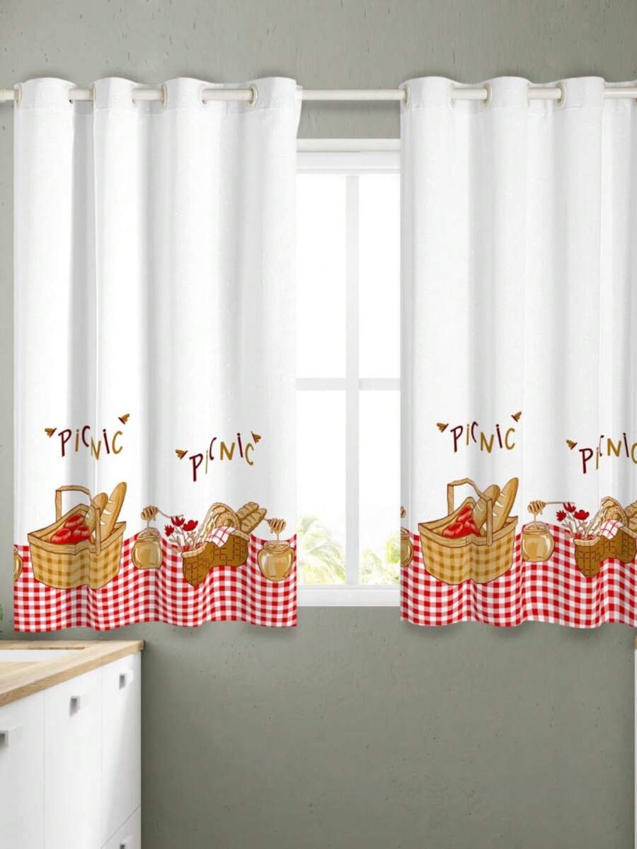Printed Kitchen And Window Curtain 2.00 X 1.50 - Camel - View 1