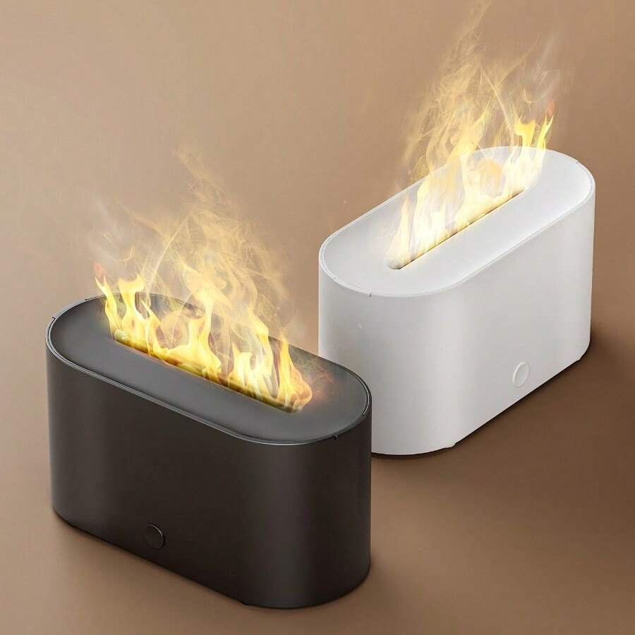 Máy tạo độ ẩm ngọn lửa mô phỏng 6 màu - Máy tạo độ ẩm phòng đơn với thiết kế khói chân thực, máy khuếch tán hương liệu, đèn ngủ và khả năng chứa tinh dầu cho gia đình, văn phòng và ý tưởng quà tặng - Nhiều màu - Xem 1