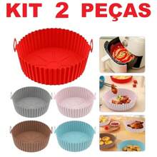 Kit 2 Silicone Mold For Air Fryer Microwave Oven Fryer Baking Tray Reusable Non-Stick Flexible - 套裝2 圓形20cm - 查看 1