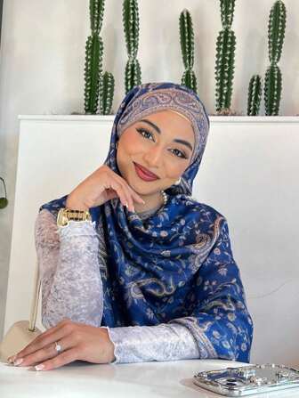 1pc Women Scarves Bohemian Style Women Tassel Hijab Fashion Vintage Paisley Headscarf, Casual & Elegant Sunscreen Scarf Shawl, Suitable For Daily Wear And Gift Giving During Festivals