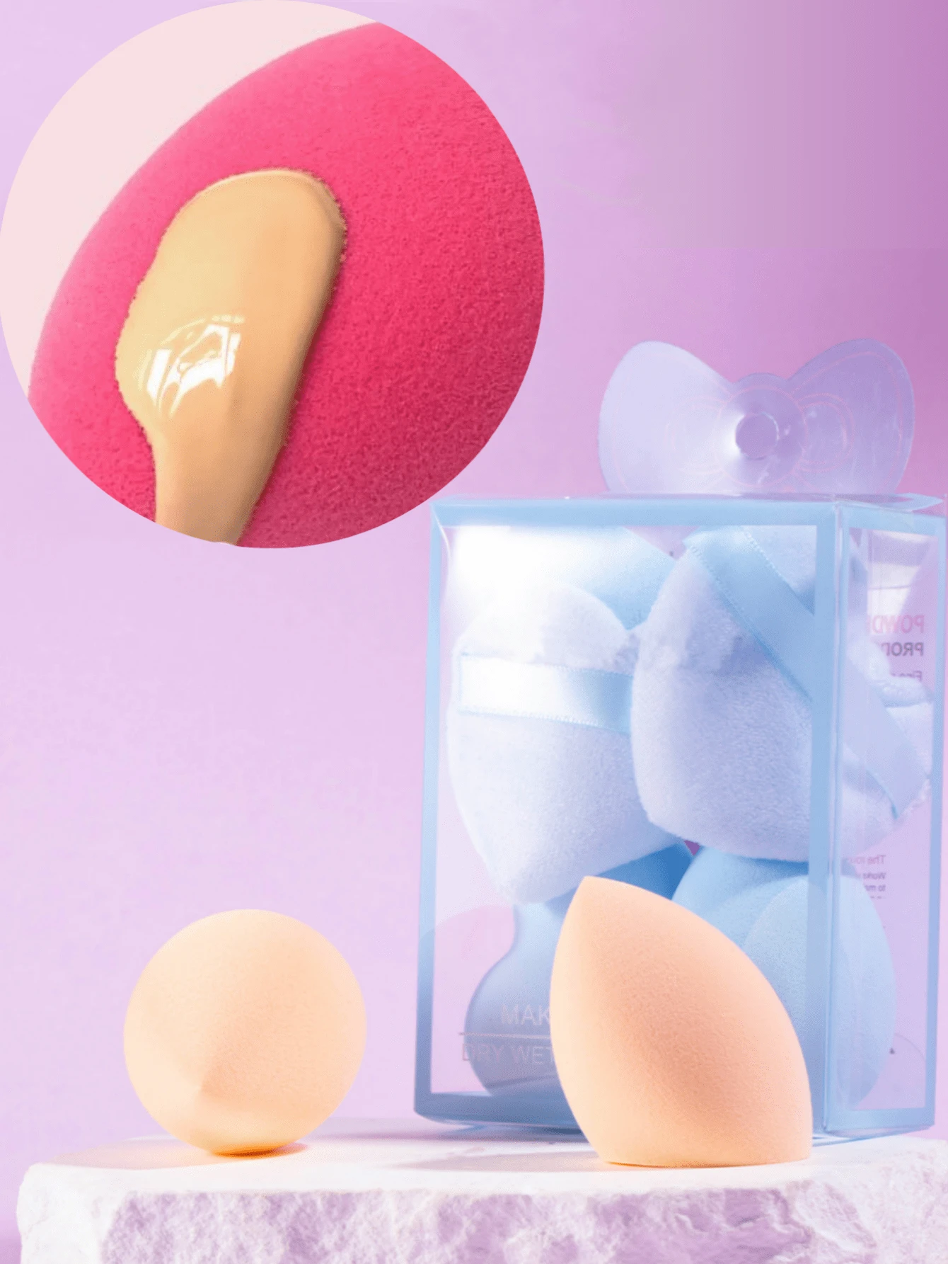 5 PCS/1 Set Makeup Tools Love Powder Puff Face Dry And Wet Dual Use Non-Eating Powder Makeup Sponge Face Makeup Puff Tools - Multicolor - View 1