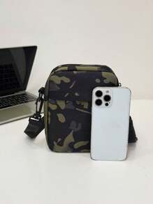 简约休闲男士斜挎包男士礼物尖叫男包单肩包男士斜挎包冬季旅行度假单肩包沙滩包健身包快乐斜挎包学生包男士礼物大容量多功能户外度假趣味礼物旅行必备品节日必备品露营男士单肩包夏季返校包 - 黑色迷彩 - 查看 3