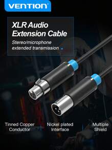 Vention Xlr麥克風線,xlr音頻線3針公對母平衡音頻xlr延長線1m 3ft,適用於麥克風,錄音室錄音機,擴音器,音頻混合器,錄音 - 黑色 - 查看 1