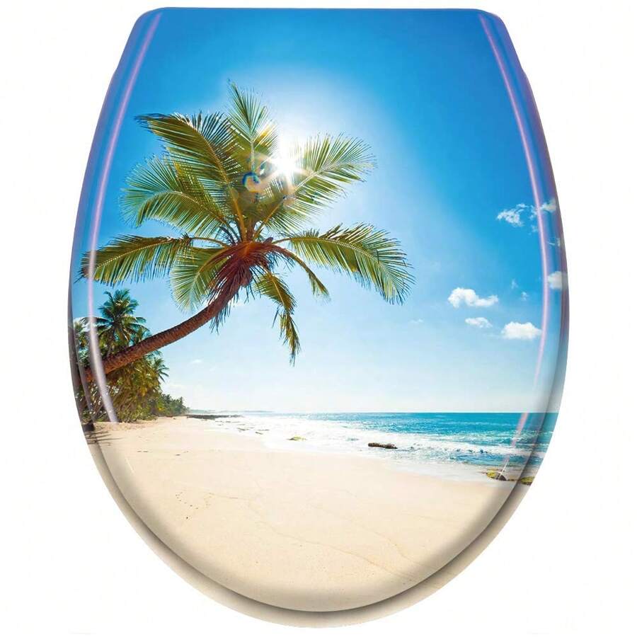 Froadp Toilet Seat With Soft Close Mechanism, Toilet Seat, Hard Plastic Toilet Seat, Antibacterial Duroplast Toilet Seat, Universal Size, 14 Images To Choose From - 海灘 - 查看 1