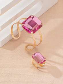 Anillos y pulseras con forma de cuadrados multicolores de cristales exagerados, estilo de moda para uso diario, oficina, fiesta, boda, vacaciones, regalo - pedrería - Ver 26