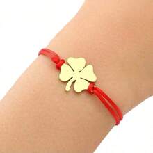 Pulseiras de aço inoxidável da moda trevo trançado à mão corda da sorte pulseira de charme da moda para mulheres joias presentes de festa