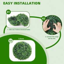 2 Pcs 15" Faux Boxwood Balls, Artificial Plant Topiary Balls Outdoor, Fake Green Plants Decorative Spheres For Front Porch Garden Backyard Blacony Wedding Home Decor - Green - View 5