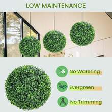 2 Pcs 15" Faux Boxwood Balls, Artificial Plant Topiary Balls Outdoor, Fake Green Plants Decorative Spheres For Front Porch Garden Backyard Blacony Wedding Home Decor - Green - View 3