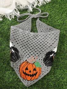 Women Bandana 1pc Halloween Headband Pumpkin, Bat, Spider Knitted Triangular Scarf Headband Hair Accessories Autumn Accessories Fall Winter Hair Band For Vacation Outfits Woman - Multicolor - View 2