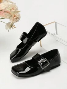 2024 Nuove Ballerine Piatte Versatili da Donna per Primavera/Autunno, Mary Jane - nero - Visualizzare 4