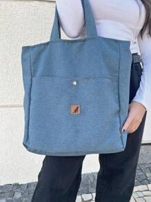 Ecobag Shoulder Bag Women Large Capacity Casual Tote Bag - 藍色 - 查看 1