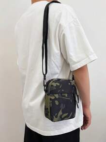 简约休闲男士斜挎包男士礼物尖叫男包单肩包男士斜挎包冬季旅行度假单肩包沙滩包健身包快乐斜挎包学生包男士礼物大容量多功能户外度假趣味礼物旅行必备品节日必备品露营男士单肩包夏季返校包 - 黑色迷彩 - 查看 4