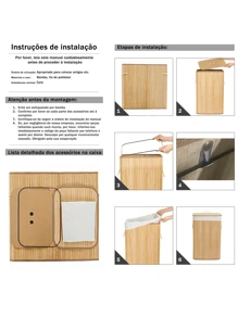 Natural Bamboo Dirty Clothes Storage Frame, Linen Lining With Lid, Portable - Circular - View 6