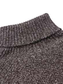 Jersey de cuello alto de unicolor de manga larga para hombre - Marrón - Ver 3